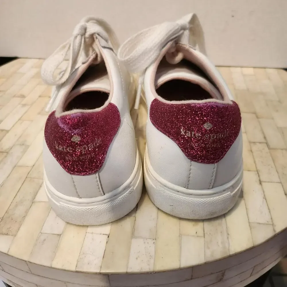 Kate Spade New York White Leather Fucsia Sneakers